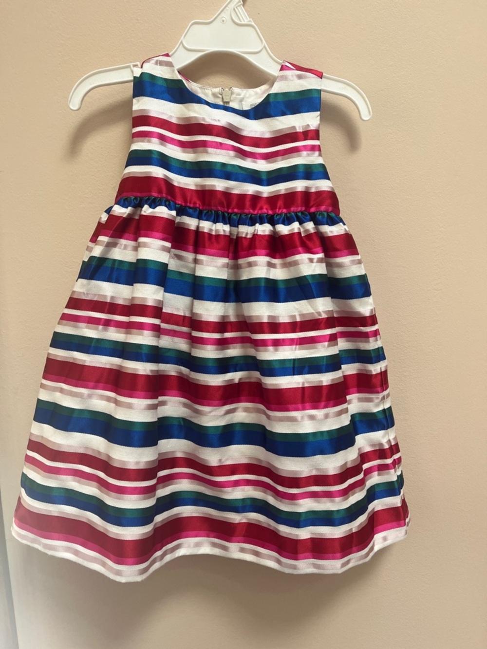 Gymboree Multicolor Striped Satin Dress - Red, Pink, Blue, Green White